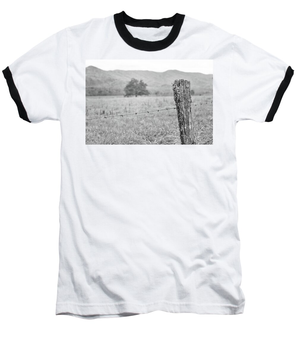 Barbed Wire Baseball T-Shirt featuring the photograph Old Fence Post by Victor Culpepper