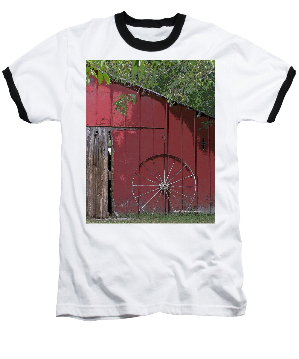 Barn Baseball T-Shirt featuring the photograph Old Red Barn by Matalyn Gardner