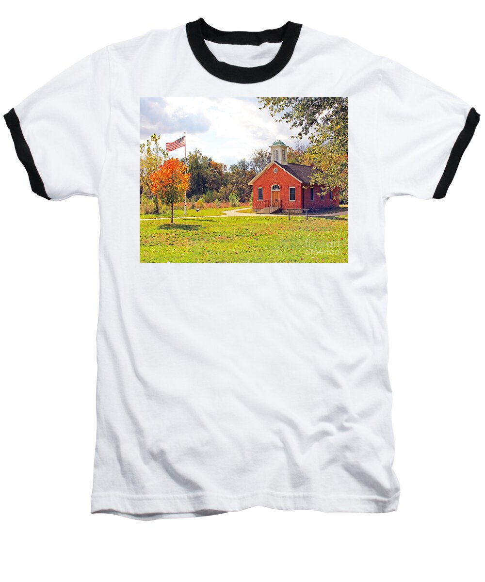 Schoolhouse Baseball T-Shirt featuring the photograph Old Schoolhouse-Wildwood Park by Jack Schultz