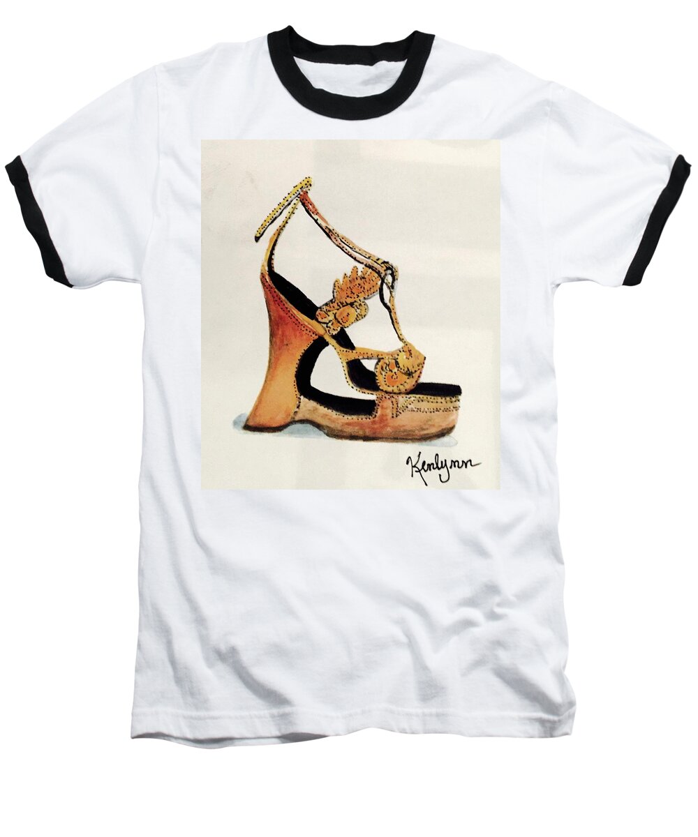 Shoe Baseball T-Shirt featuring the painting On The Boardwalk by Kenlynn Schroeder