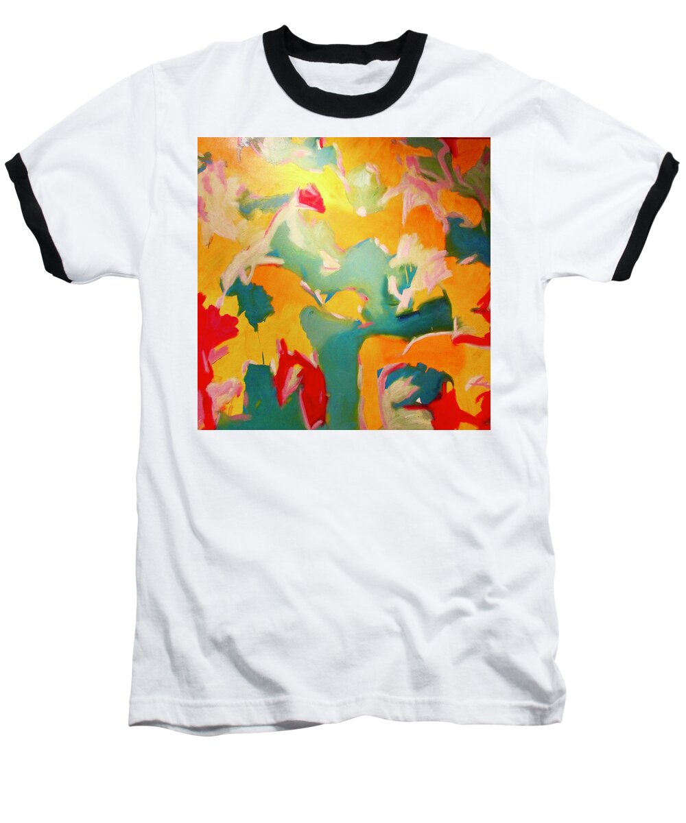 Abstract Baseball T-Shirt featuring the painting Once by Steven Miller