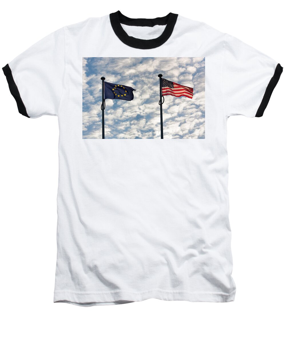 Banner Baseball T-Shirt featuring the photograph One World by Semmick Photo