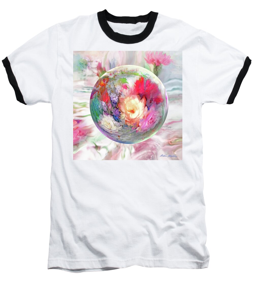 Spring Flowers Baseball T-Shirt featuring the digital art Orbital Spring by Robin Moline