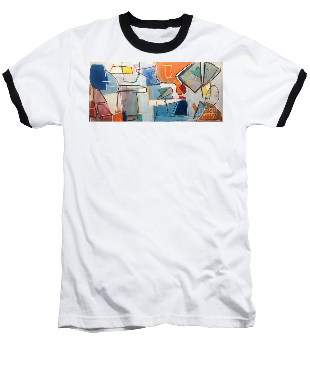 Abstract Baseball T-Shirt featuring the painting Out Of Sorts by Jeff Barrett