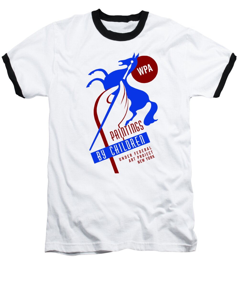 Horse Baseball T-Shirt featuring the drawing Paintings by children by Heidi De Leeuw