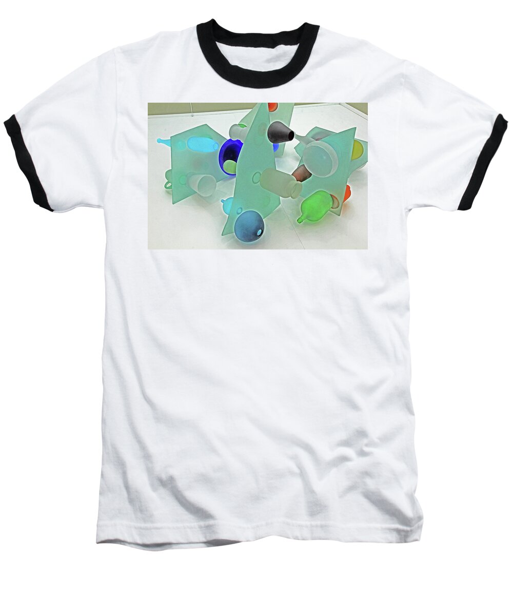Pale Pastel Whites Gray Background Angles Rounds Blues Grays Yellow Orange Black Greens Baseball T-Shirt featuring the photograph Pale Pastel Whites Gray Background Angles Rounds Blues Grays Yellow Orange Black Greens 2 9132017 by David Frederick
