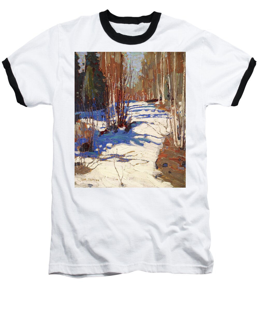20th Century Art Baseball T-Shirt featuring the painting Path Behind Mowat Lodge by Tom Thomson