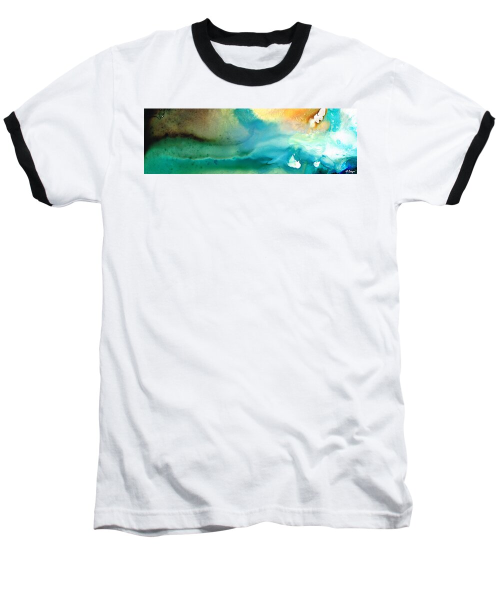 Abstract Art Baseball T-Shirt featuring the painting Pathway To Zen by Sharon Cummings