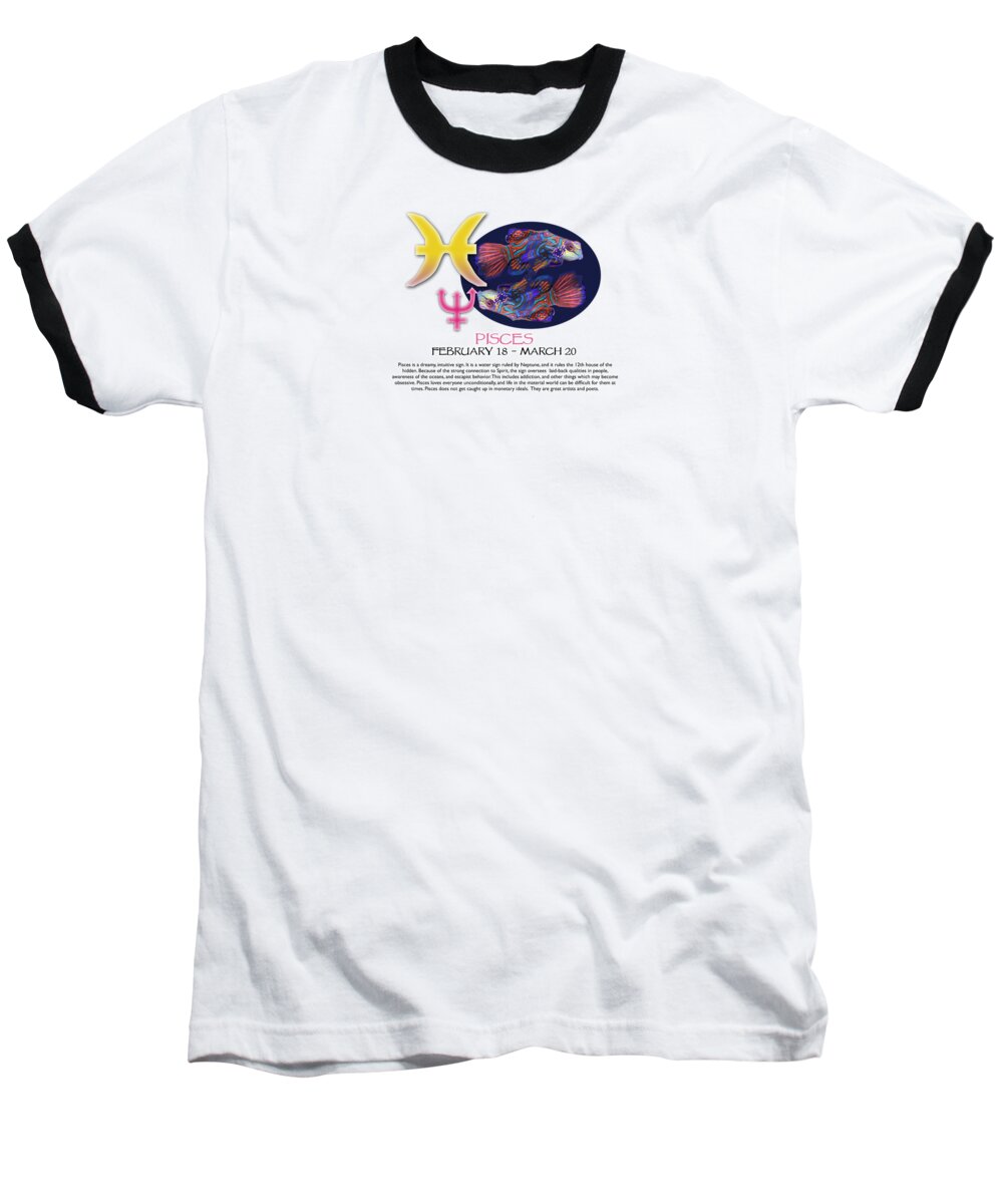 Pisces Baseball T-Shirt featuring the digital art Pisces Sun Sign by Shelley Overton