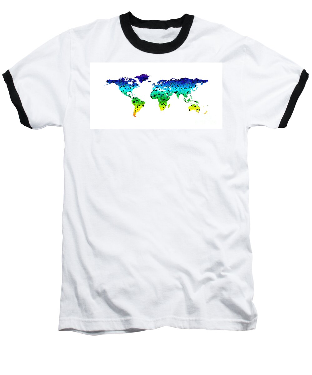 Pointillism Baseball T-Shirt featuring the digital art Point Map by Roger Lighterness