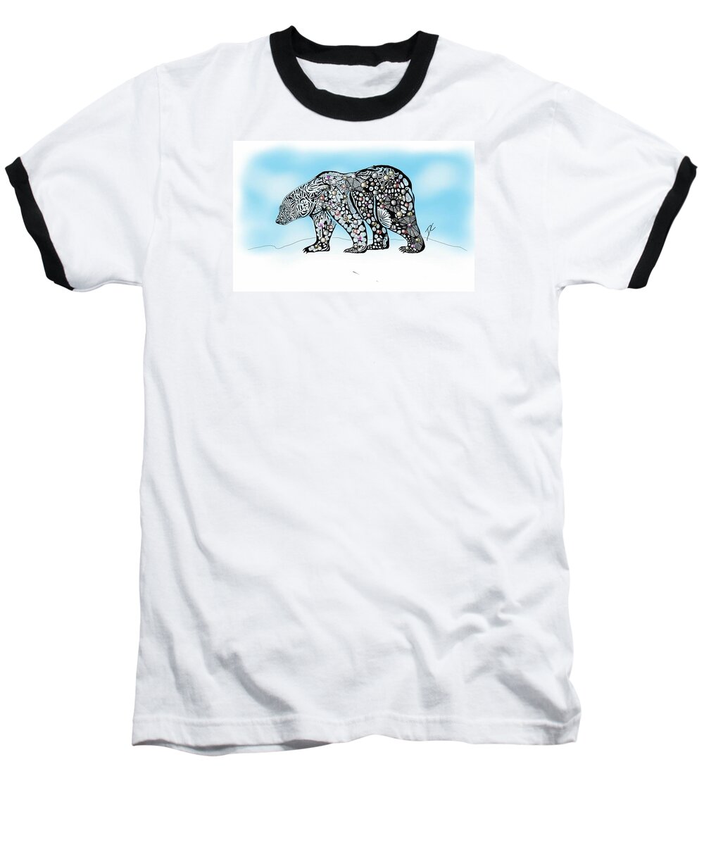 Doodle Baseball T-Shirt featuring the digital art Polar bear doodle by Darren Cannell