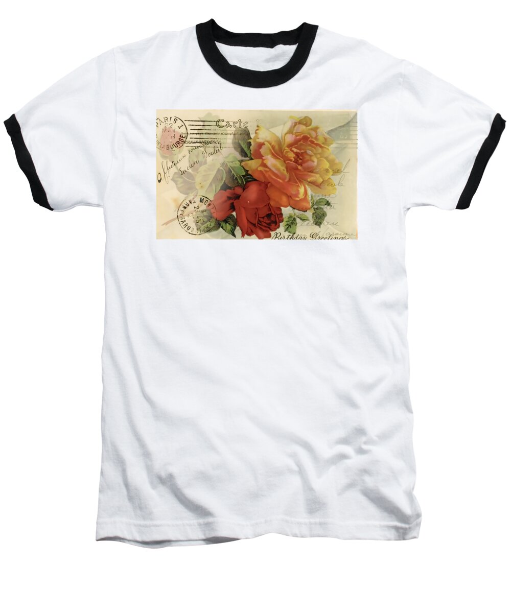 Vintage Flower Baseball T-Shirt featuring the digital art Postal by Kim Kent