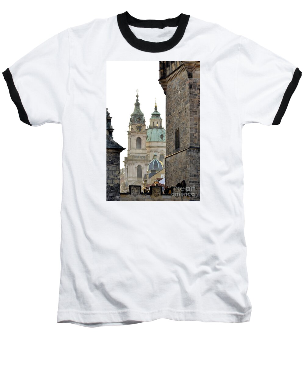 Prague Baseball T-Shirt featuring the digital art Prague-Architecture 3 by Leo Symon