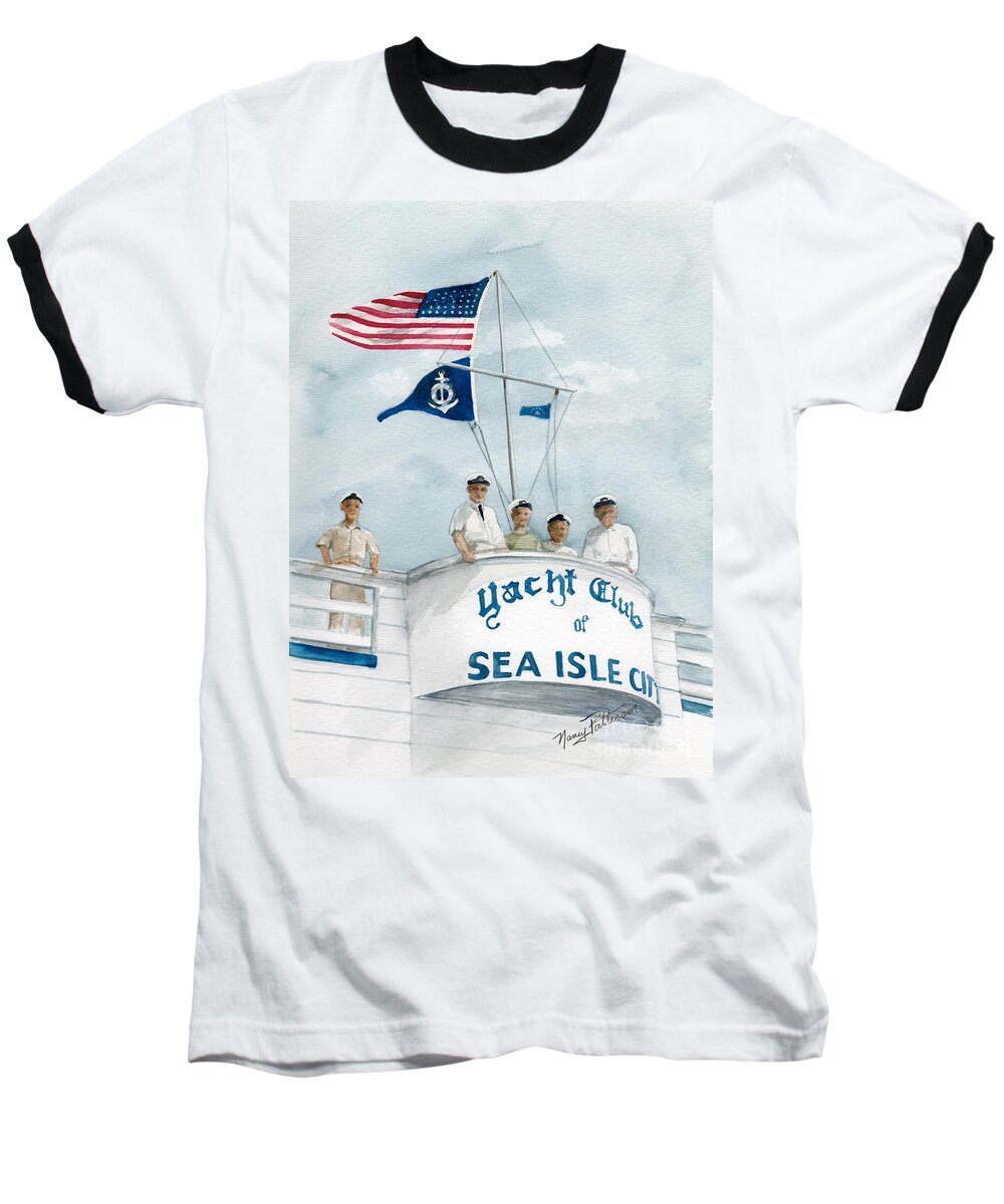 Yacht Club Sea Isle City Baseball T-Shirt featuring the painting Race Committee by Nancy Patterson