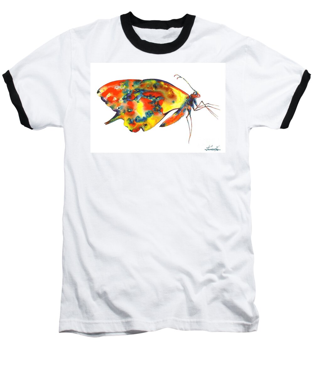 Animals Baseball T-Shirt featuring the painting Rainbow Butterfly by Frances Ku