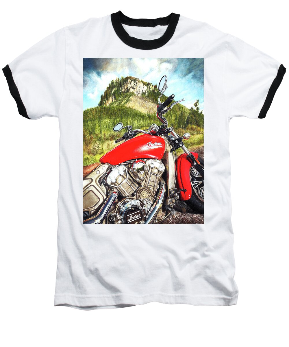 Indian Baseball T-Shirt featuring the drawing Red Indian Summer by Peter Williams