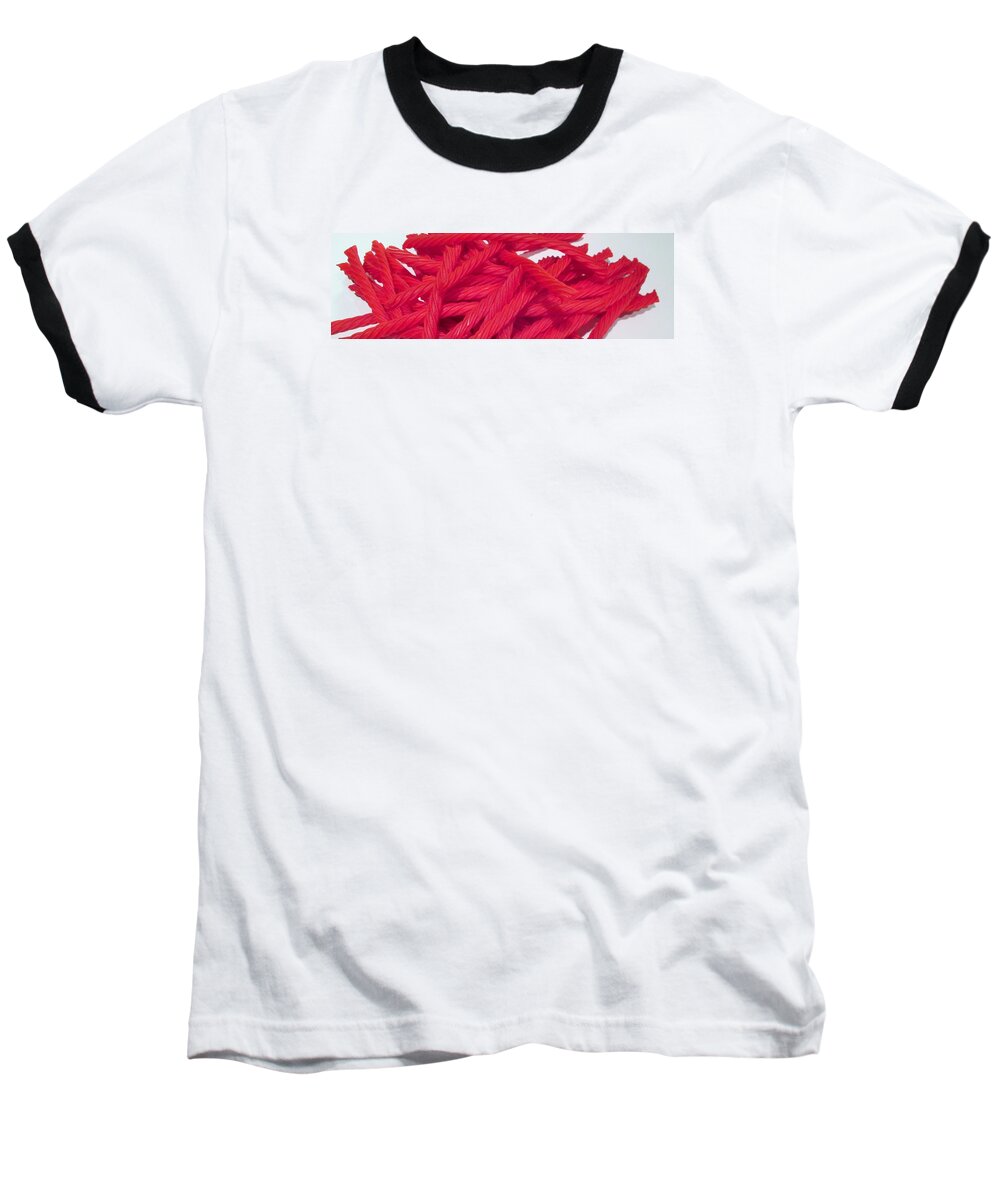 Red Baseball T-Shirt featuring the photograph Red licorice by Martin Cline