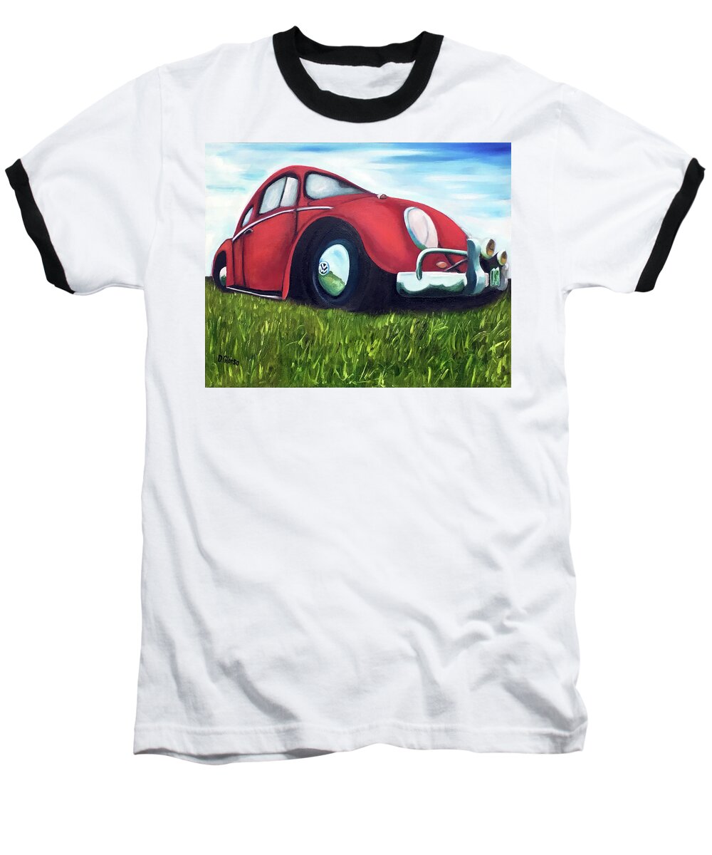 Glorso Baseball T-Shirt featuring the painting Red VW by Dean Glorso