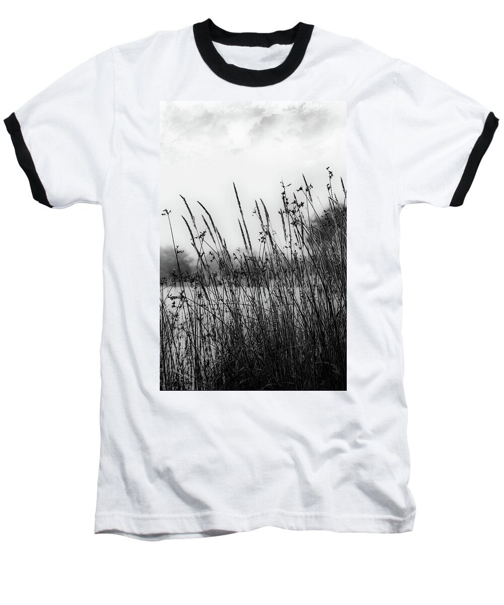 Black And White Baseball T-Shirt featuring the digital art Reeds of Black by JGracey Stinson