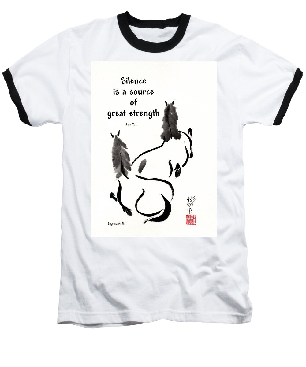 Art With Quotes Baseball T-Shirt featuring the painting Retired with Lao Tzu quote III by Bill Searle