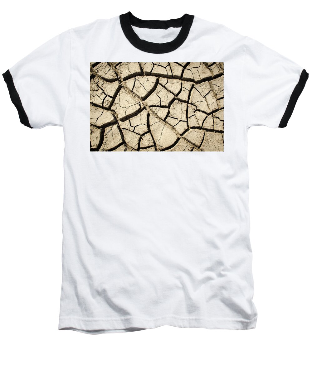 Crack Baseball T-Shirt featuring the photograph River Mud by Jeff Phillippi