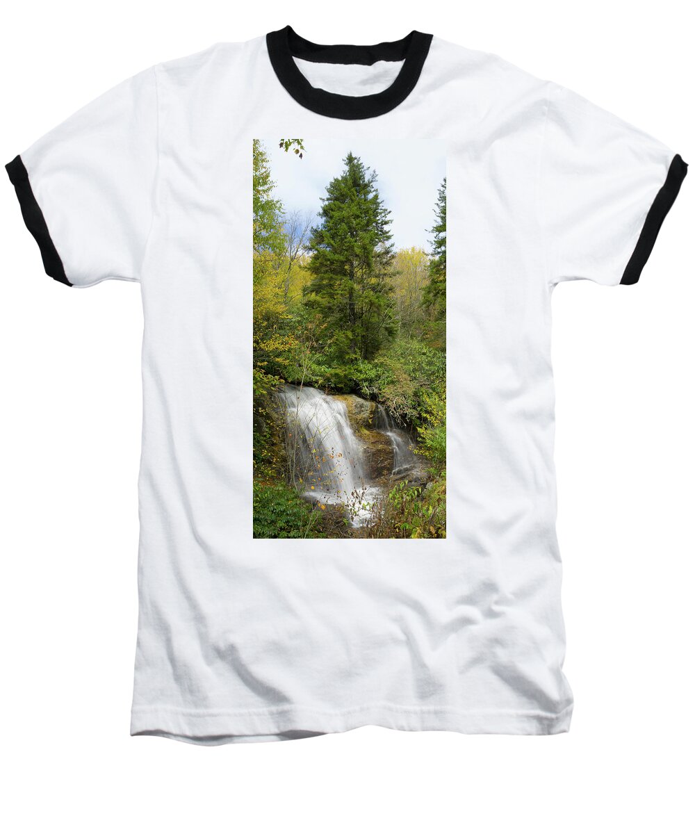 Waterfall Baseball T-Shirt featuring the photograph Roadside Waterfall in North Carolina by Mike McGlothlen