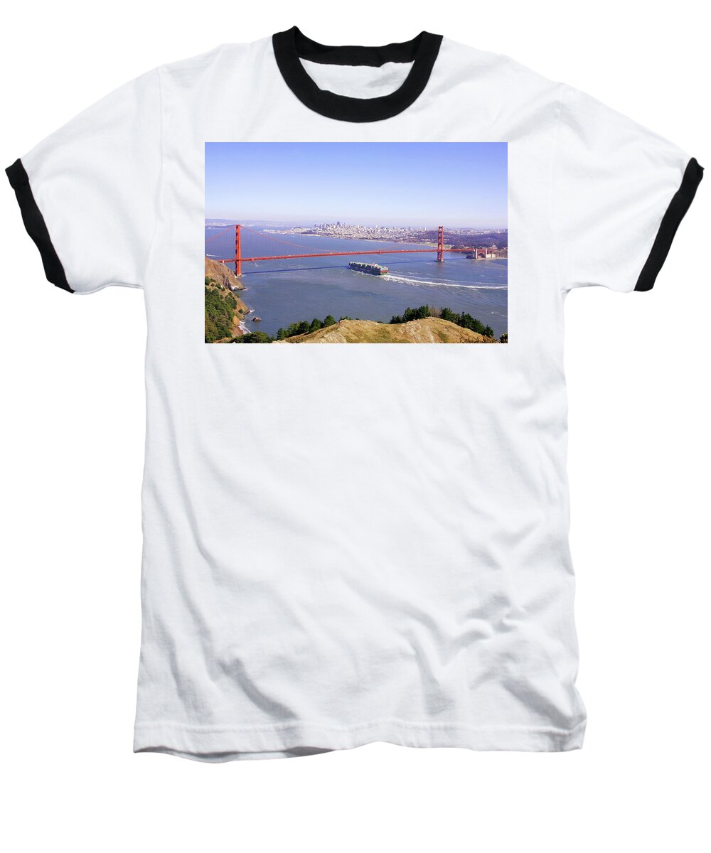  Golden Gate Baseball T-Shirt featuring the photograph San Francisco - City by the Bay by Art Block Collections
