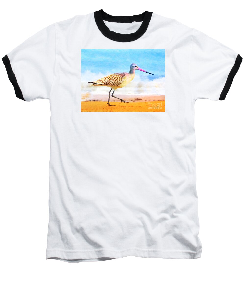 Landscape Baseball T-Shirt featuring the painting Sand between my toes ... by Chris Armytage