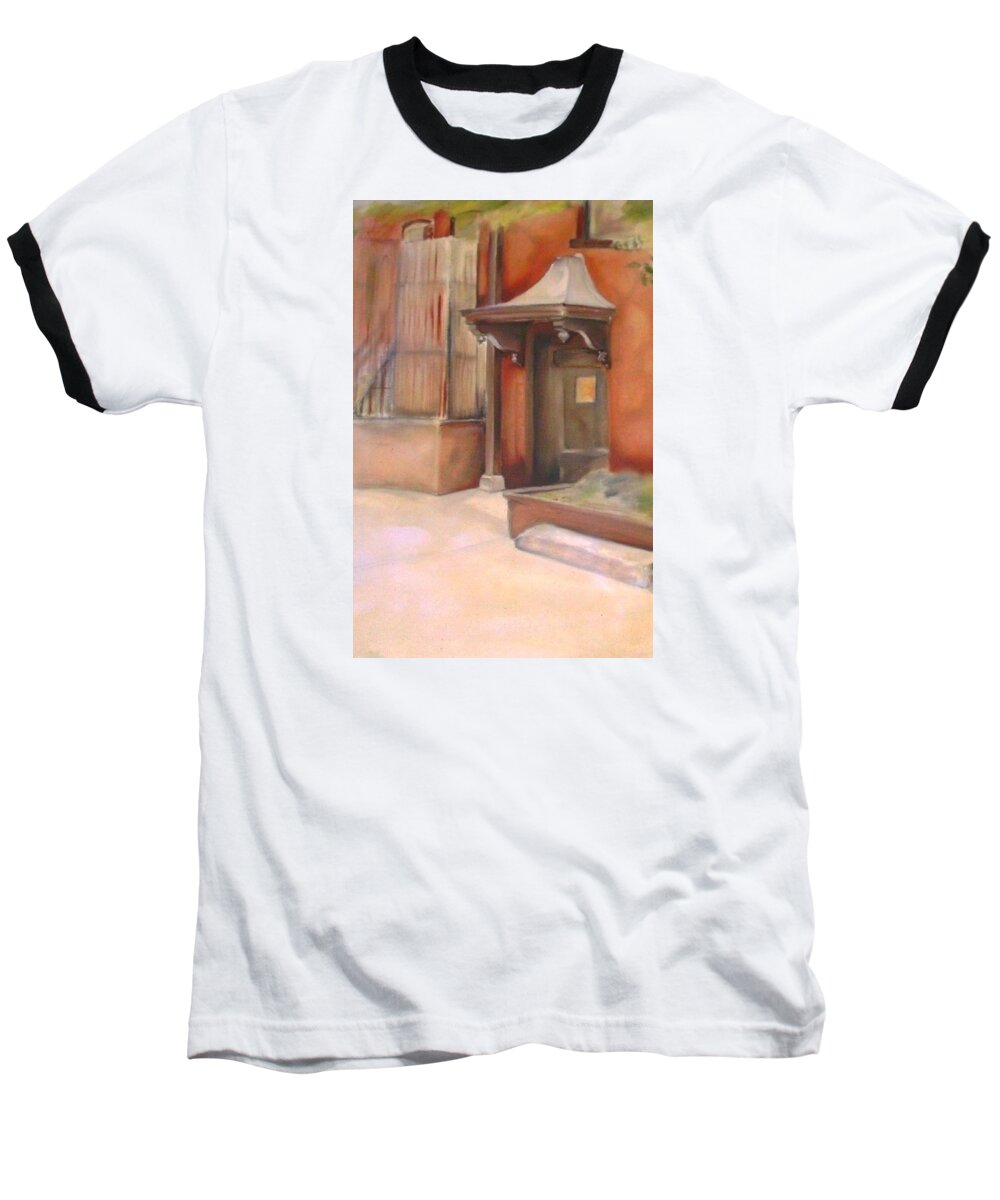 Door Baseball T-Shirt featuring the painting Sculpture Courtyard by Denise F Fulmer