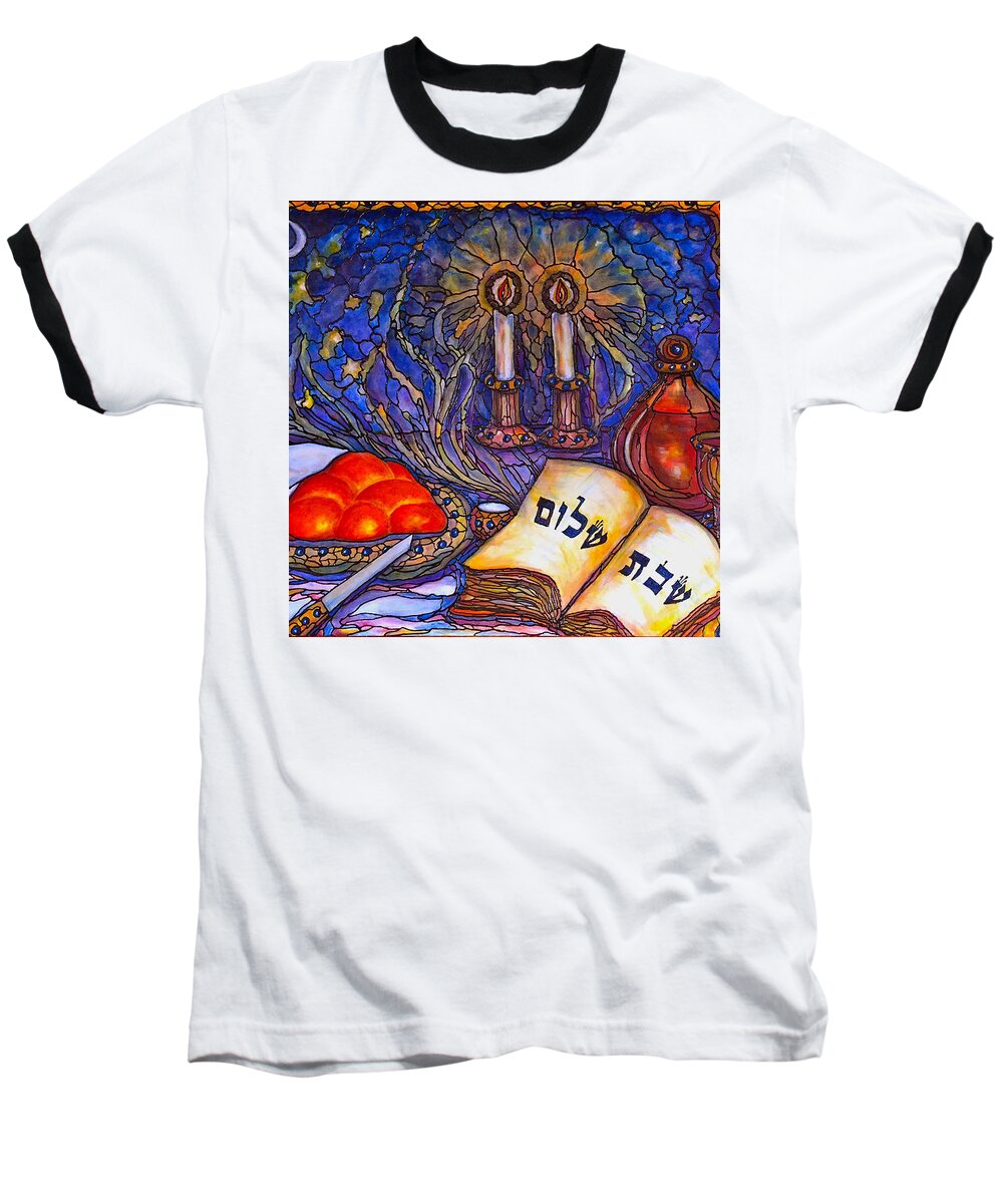 Original Painting Baseball T-Shirt featuring the painting Shabbat Shalom by Rae Chichilnitsky