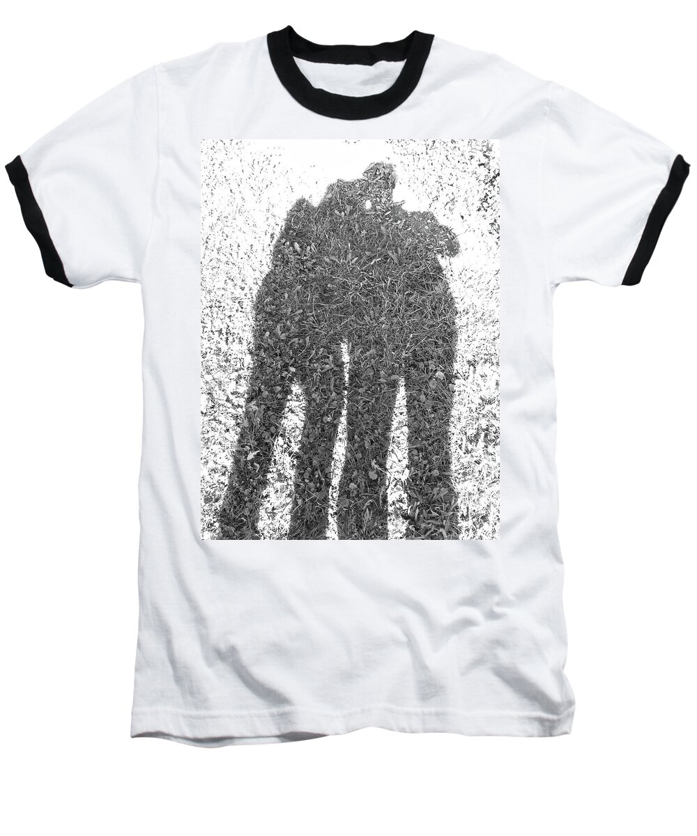 Shadow Baseball T-Shirt featuring the photograph Shadow In The Meadow BW by Wilhelm Hufnagl