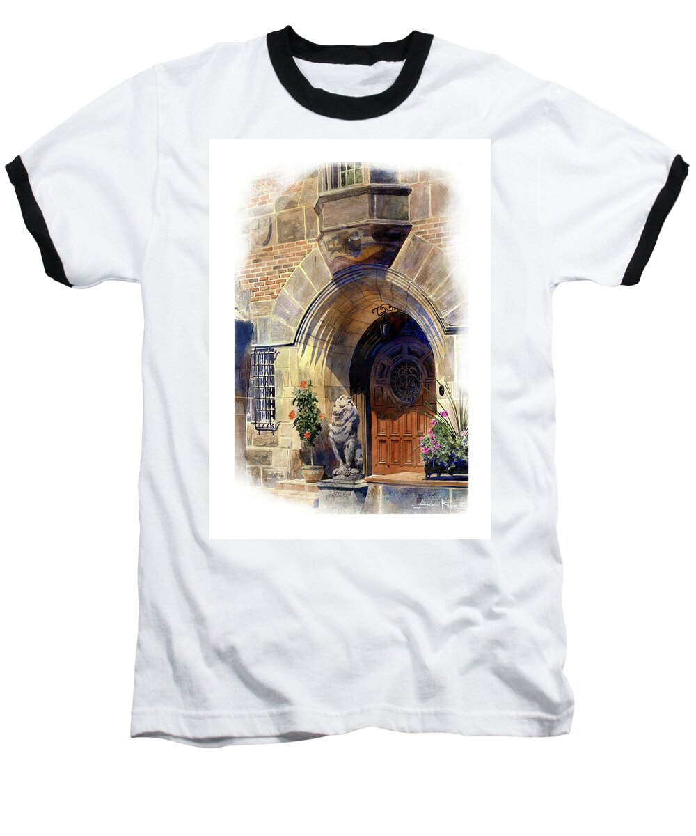 Architecture Baseball T-Shirt featuring the painting Shaker Heights by Andrew King