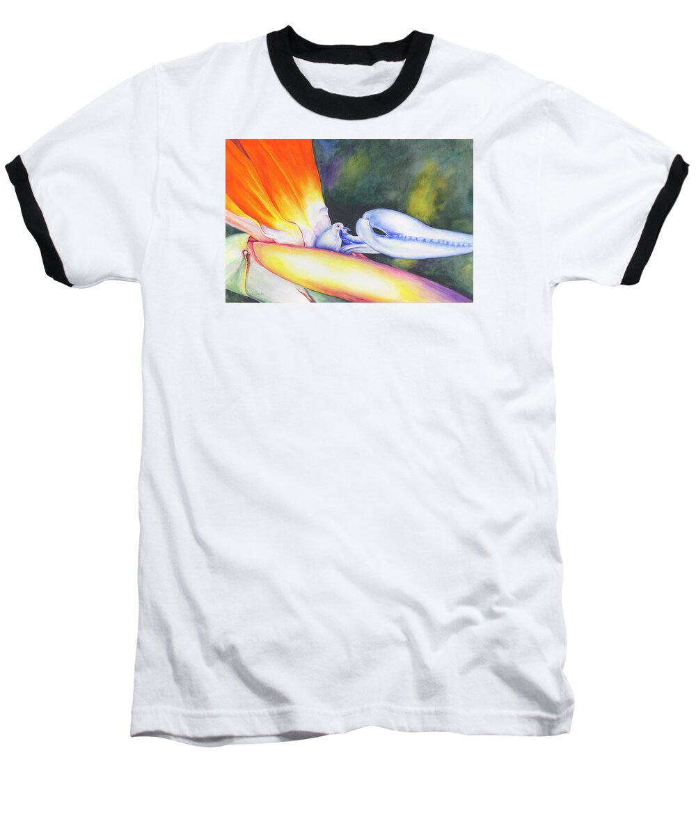 Bird Of Paradise Baseball T-Shirt featuring the painting Show Off by Lori Taylor