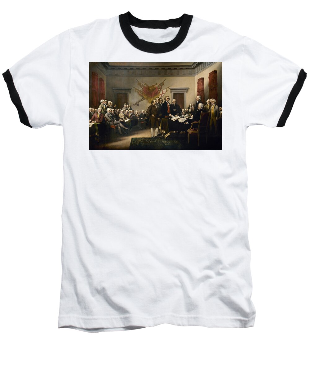 Declaration Of Independence Baseball T-Shirt featuring the painting Signing The Declaration Of Independence #2 by War Is Hell Store