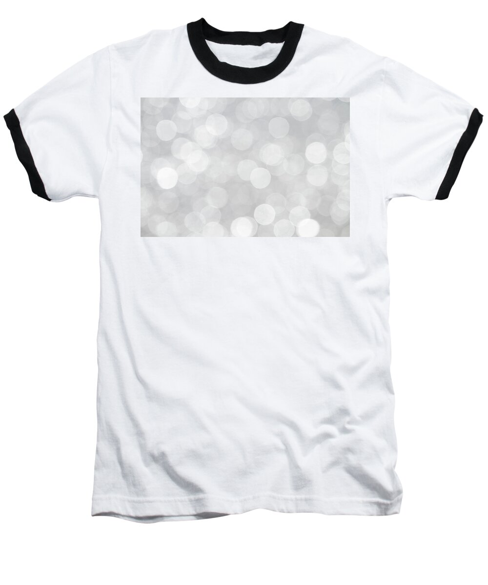 Bokeh Baseball T-Shirt featuring the photograph Silver Grey Bokeh Abstract by Peggy Collins