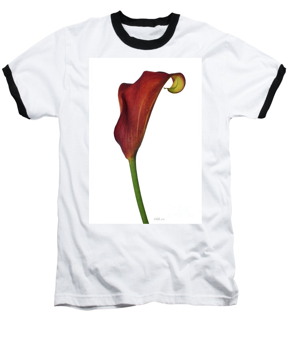 Rust Baseball T-Shirt featuring the photograph Single Rust Calla Lily Stem by Heather Kirk
