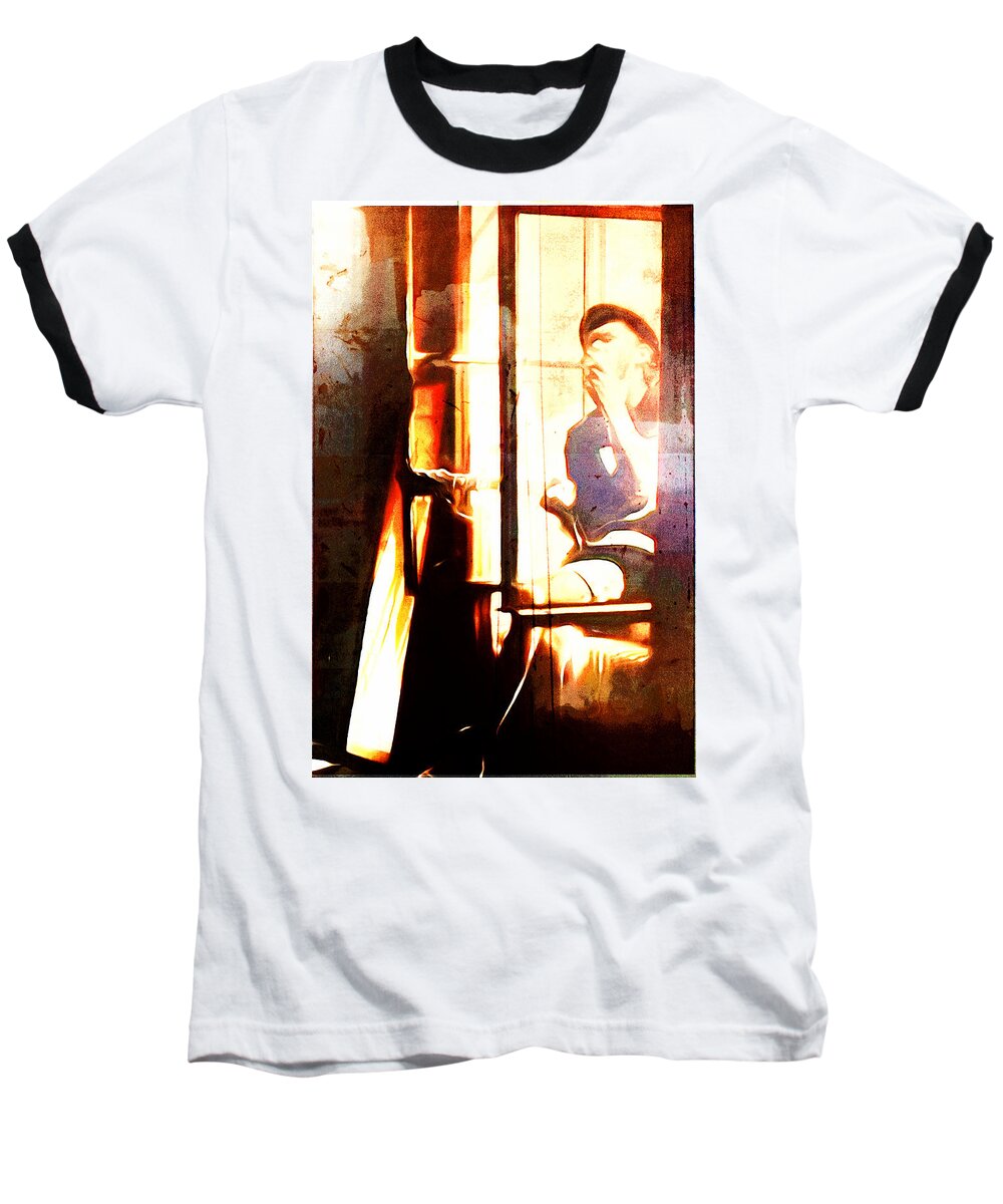 Song Baseball T-Shirt featuring the digital art Songwriter at the Window by Andrea Barbieri