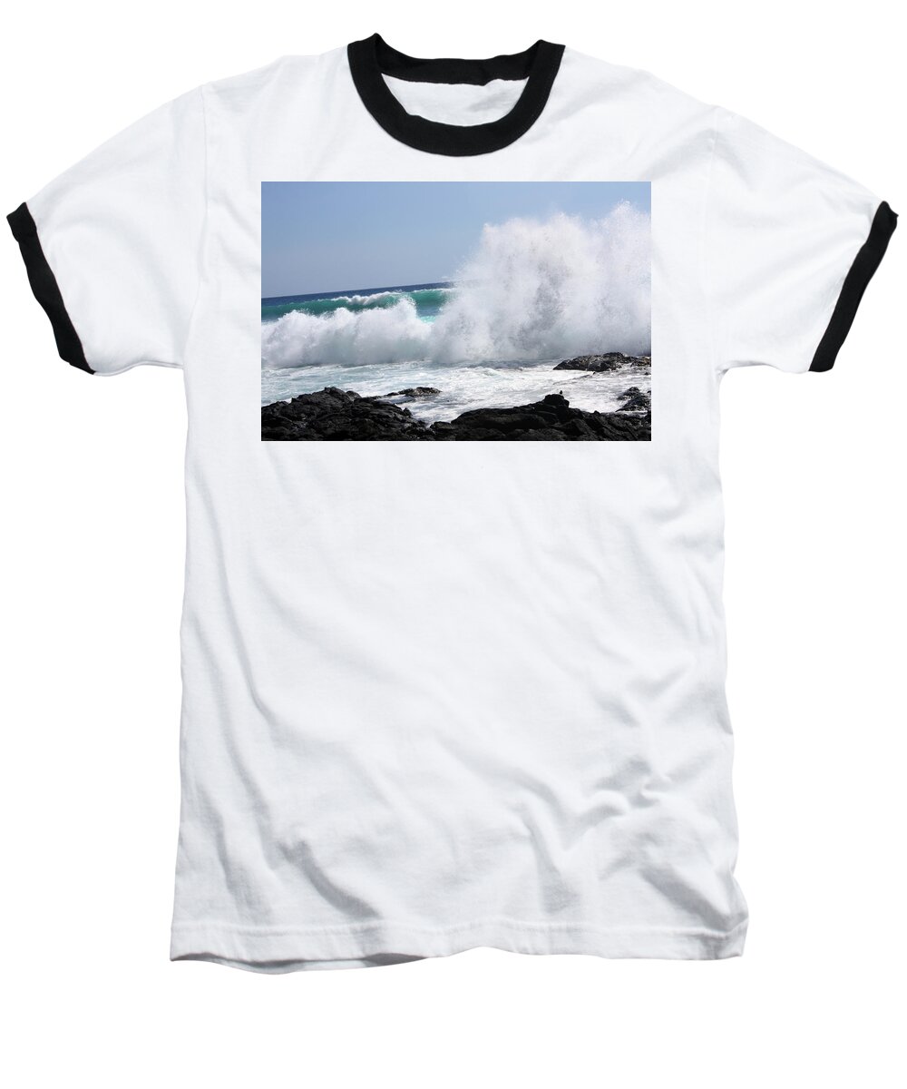 Waves Baseball T-Shirt featuring the photograph Sp-LASH by Karen Nicholson
