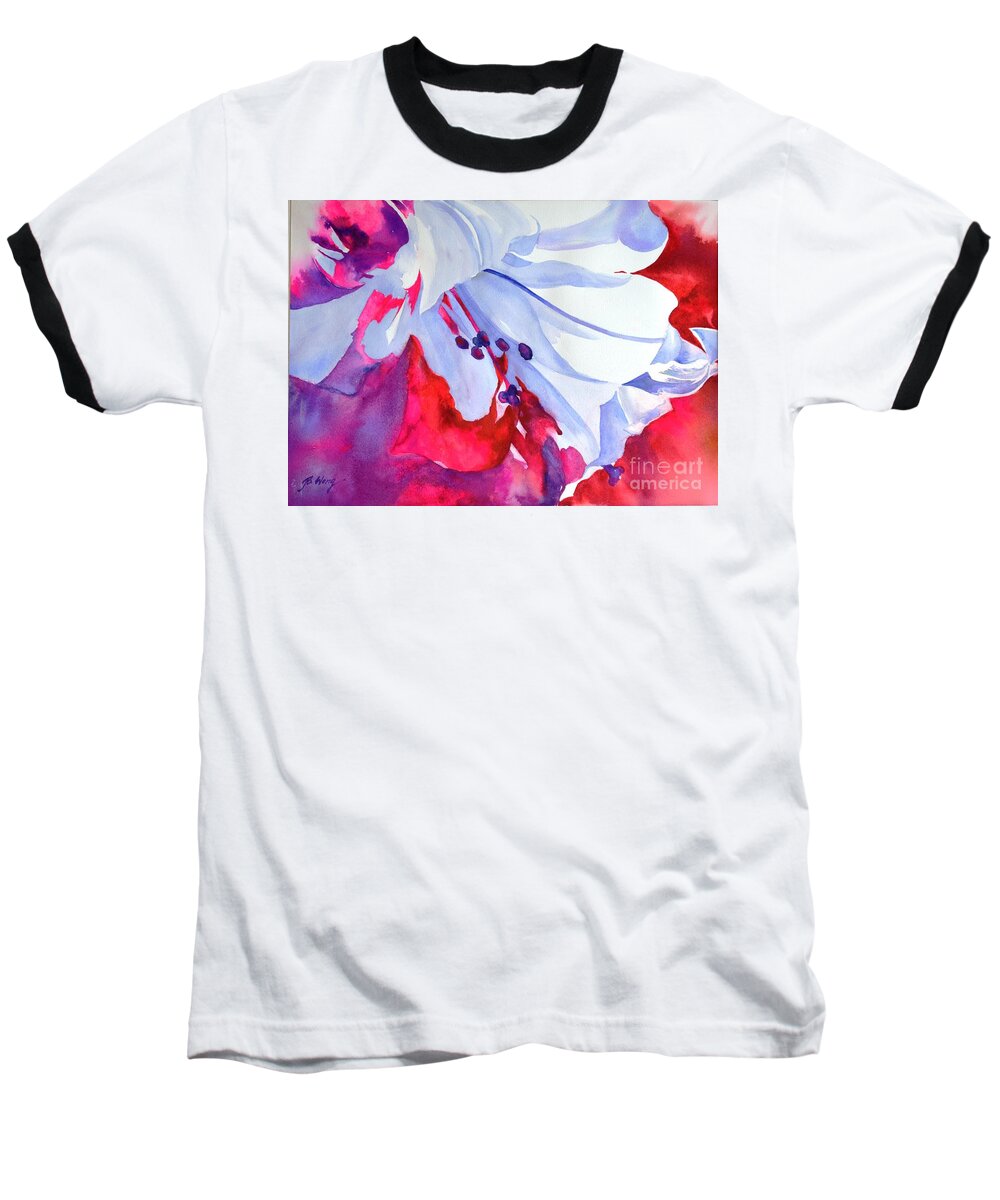 Lily Baseball T-Shirt featuring the painting Splash of summer by Betty M M Wong