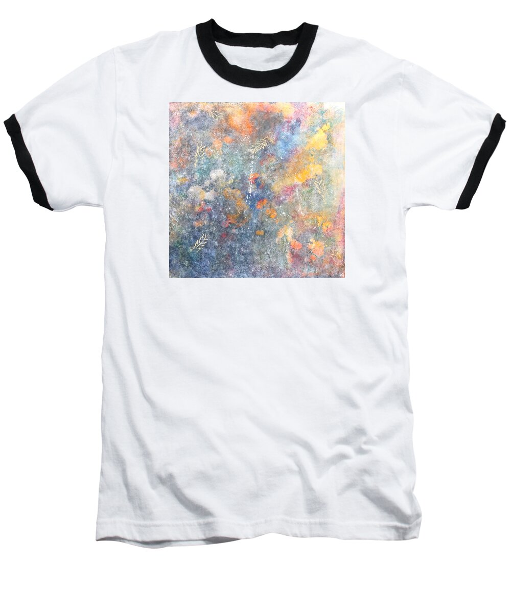 Abstract Baseball T-Shirt featuring the painting Spring Creation by Theresa Marie Johnson