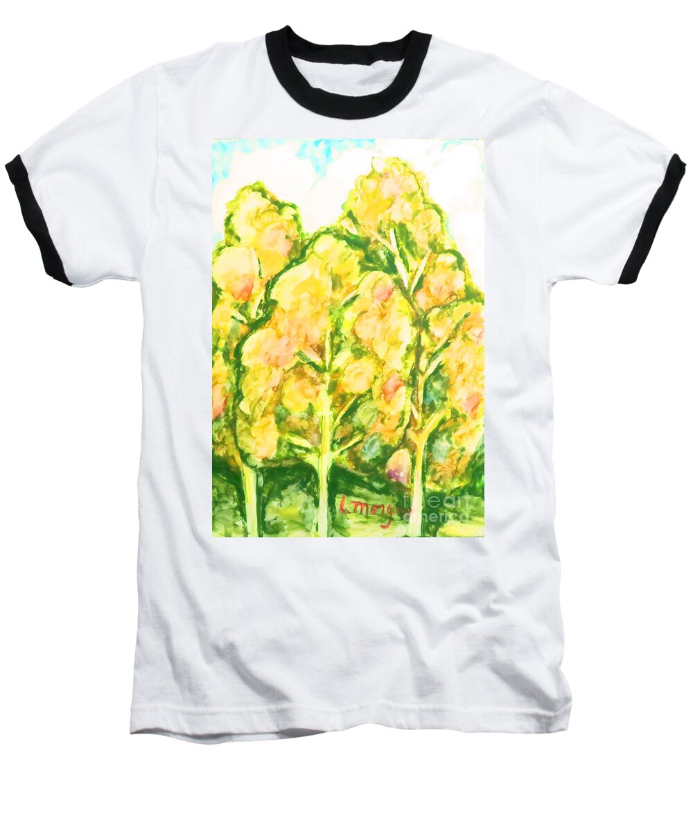 Trees Baseball T-Shirt featuring the painting Spring Fantasy Foliage by Laurie Morgan