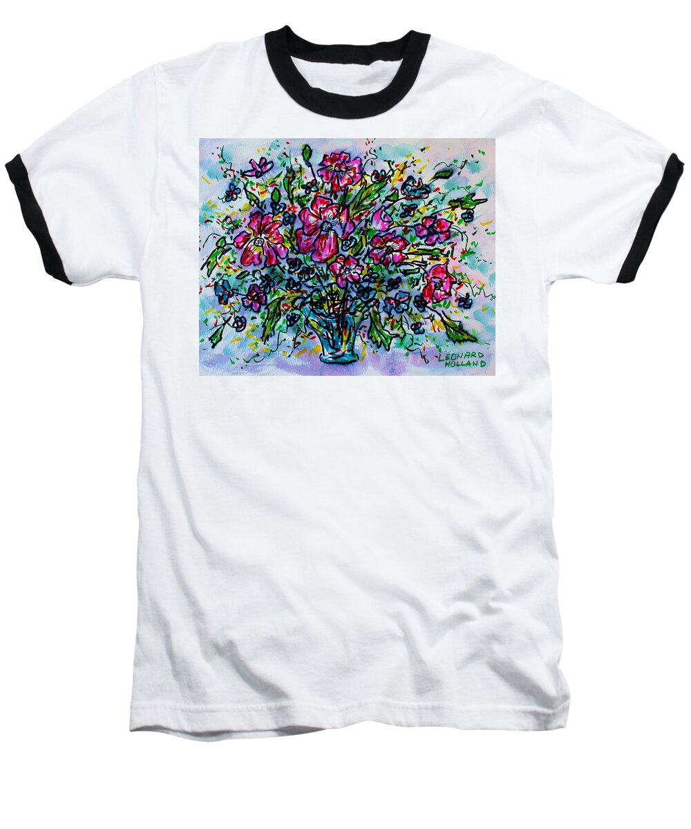 Fresh Flowers Baseball T-Shirt featuring the painting Spring Flowers by Leonard Holland