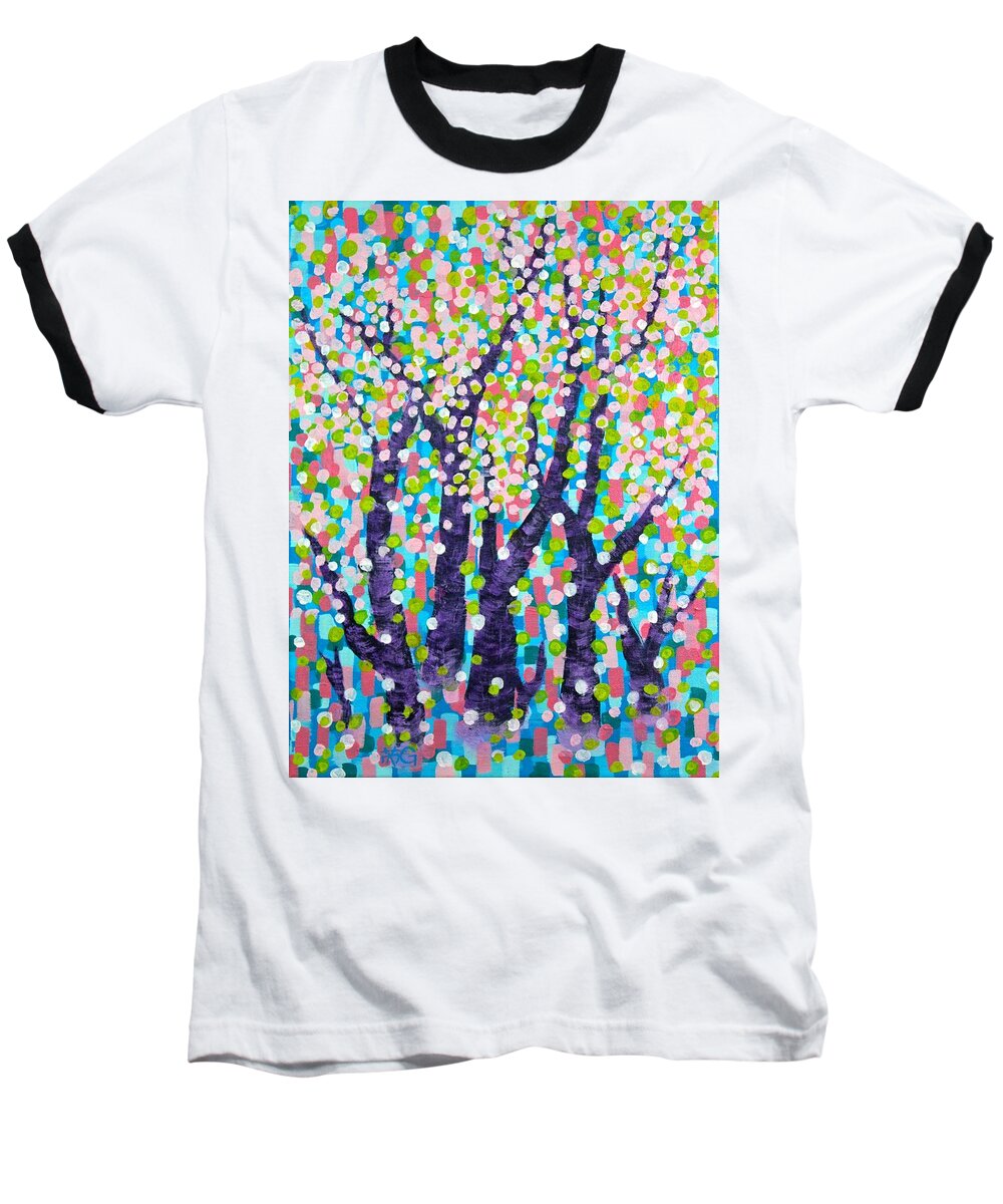 Trees Baseball T-Shirt featuring the painting Magical trees by Wonju Hulse