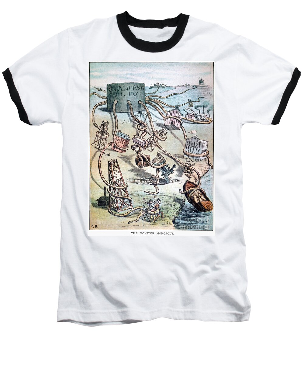 1884 Baseball T-Shirt featuring the drawing STANDARD OIL CARTOON - 'Monster Monopoly' by Granger
