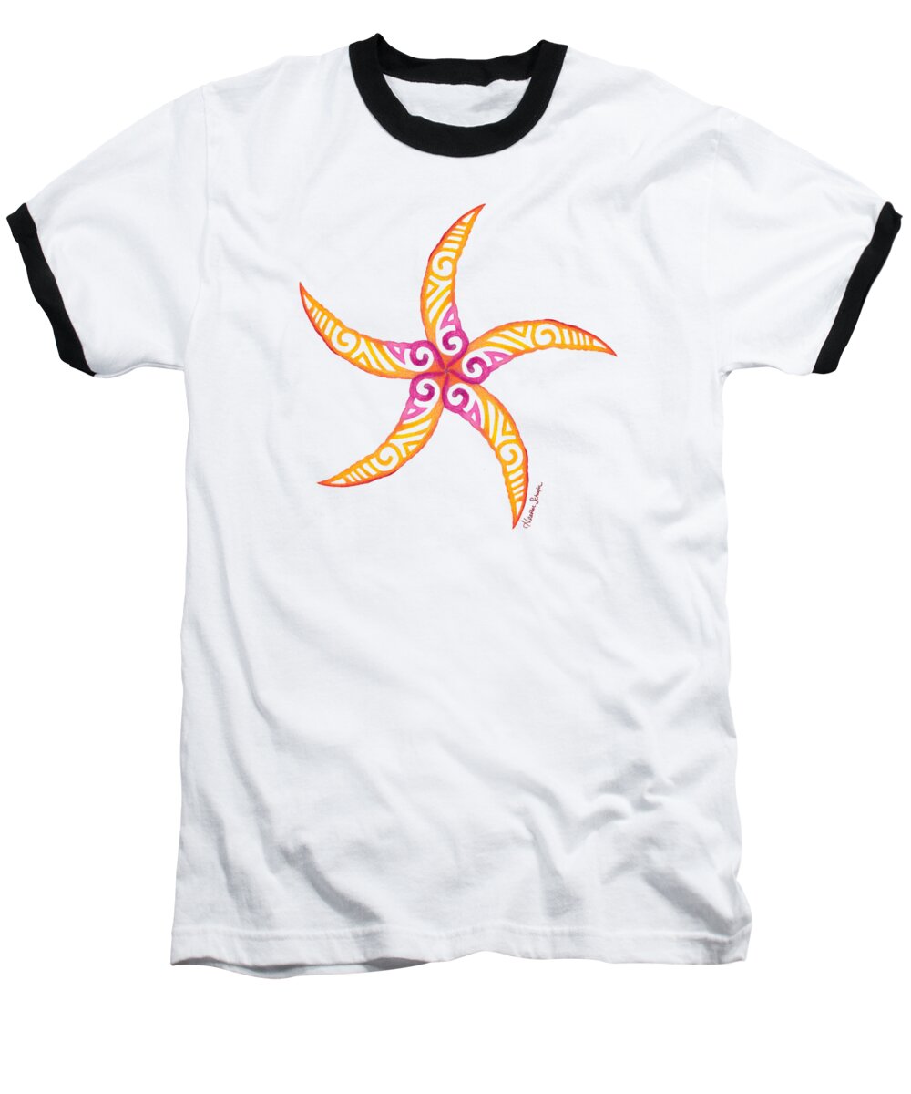 Ocean Baseball T-Shirt featuring the drawing Starfish by Heather Schaefer