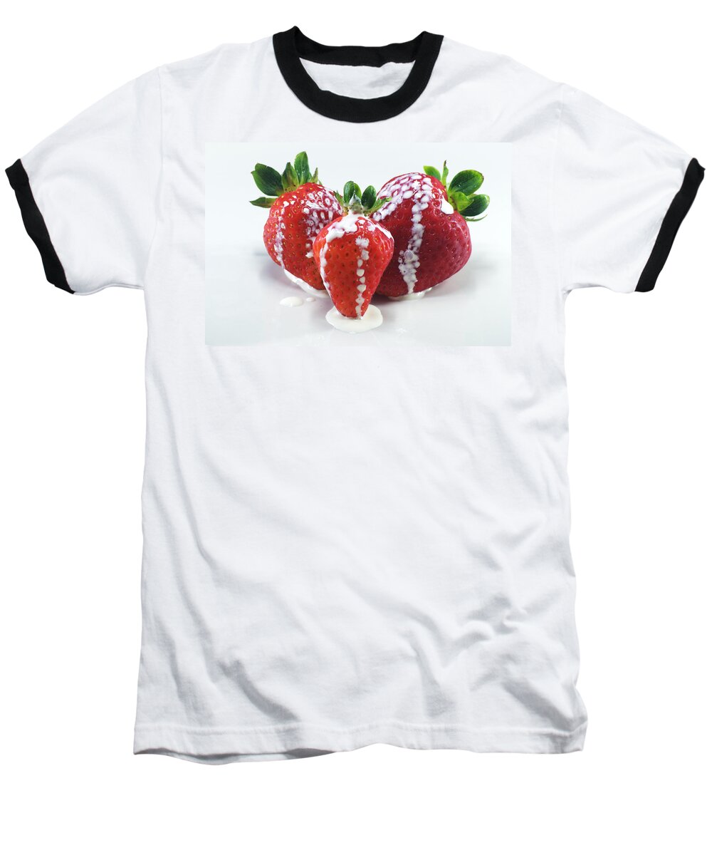 Strawberry Baseball T-Shirt featuring the photograph Strawberries and cream by Chris Day
