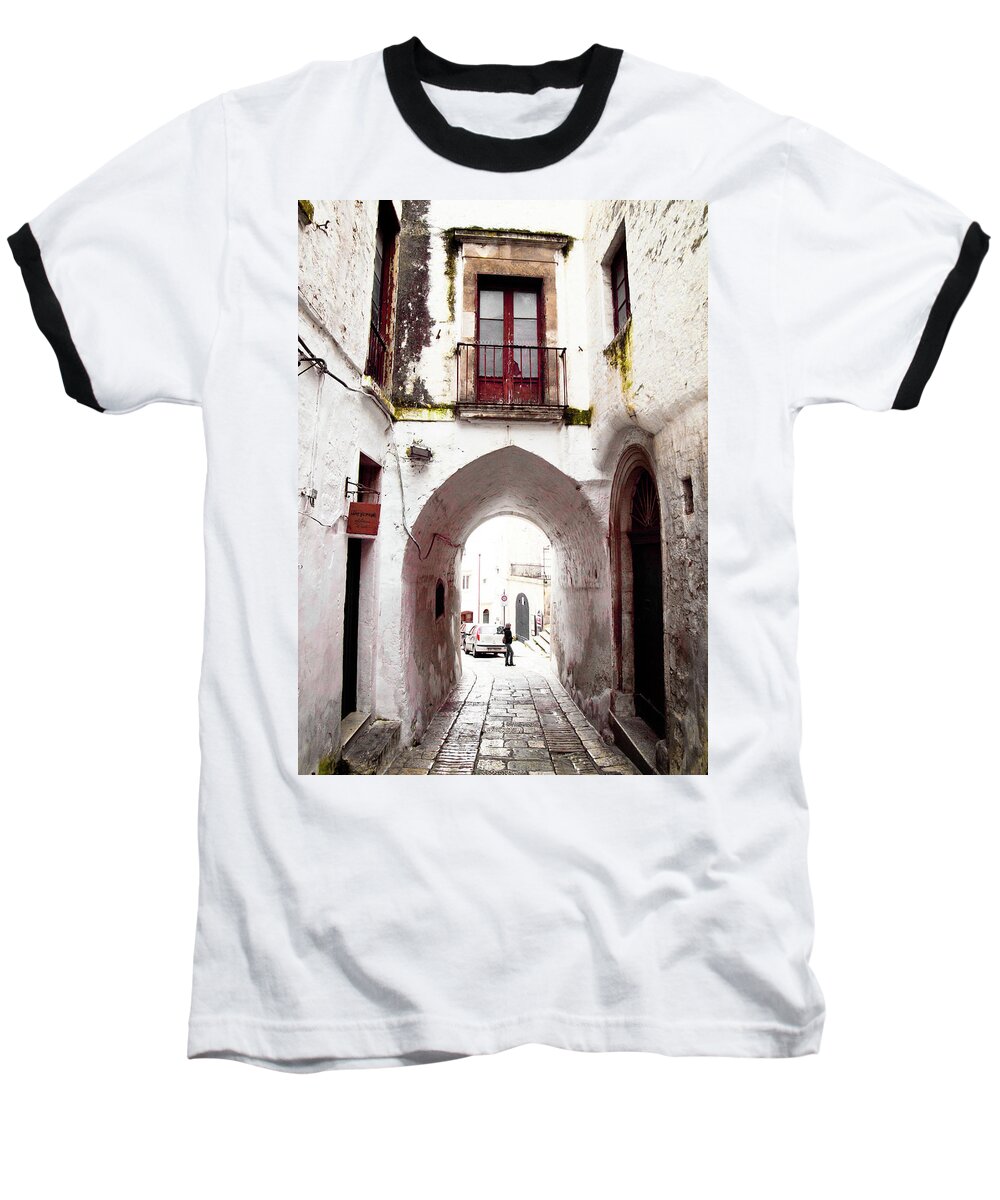 Architecture Baseball T-Shirt featuring the photograph Streets of Ostuni by Steven Myers