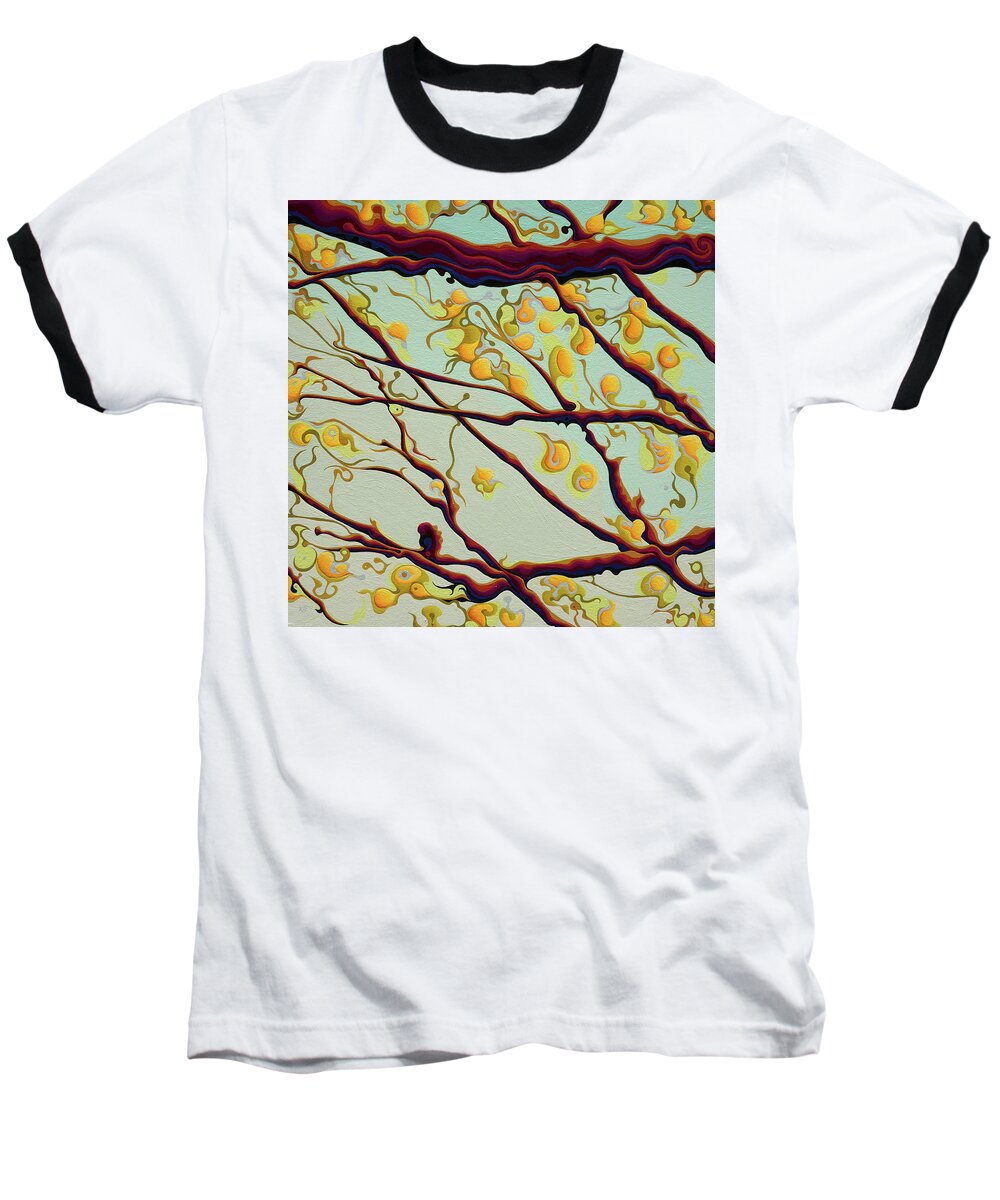 Tree Baseball T-Shirt featuring the painting Sun Catcher Training Day by Amy Ferrari