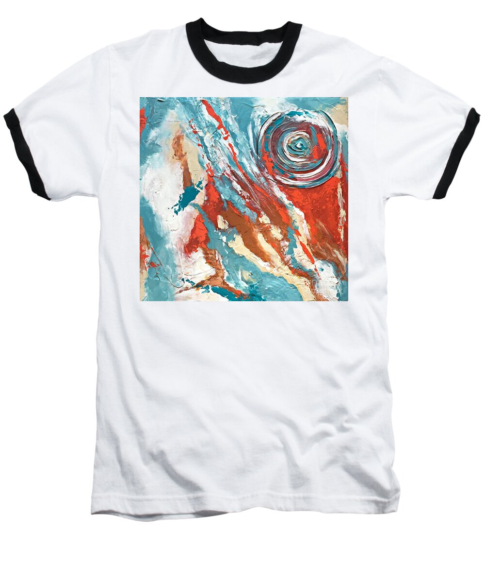 Abstract Art Baseball T-Shirt featuring the painting Sun Journey by Mary Mirabal