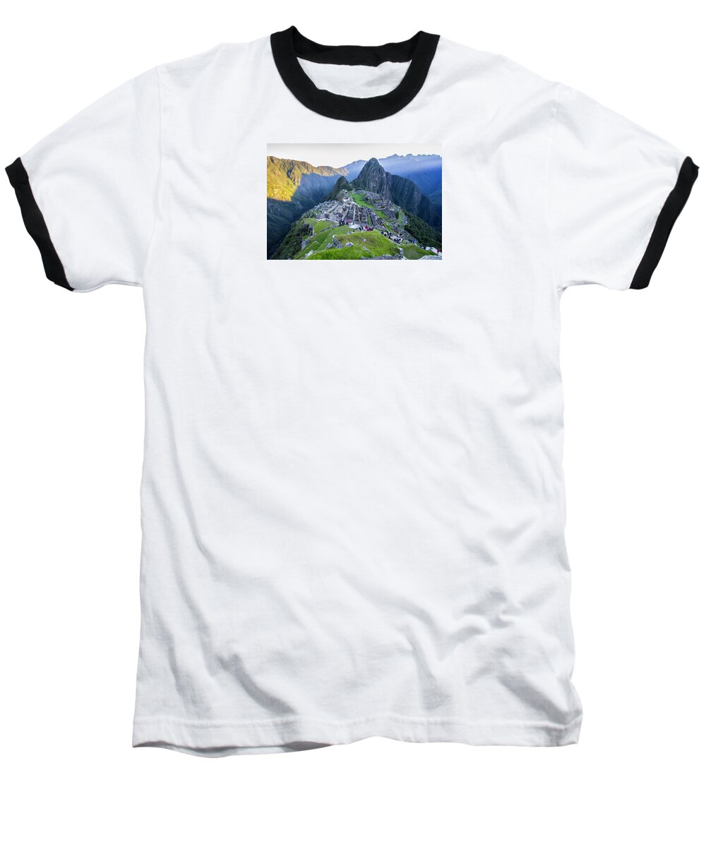 Travel Baseball T-Shirt featuring the photograph Sunrise Over Machu Picchu, Peru by Venetia Featherstone-Witty